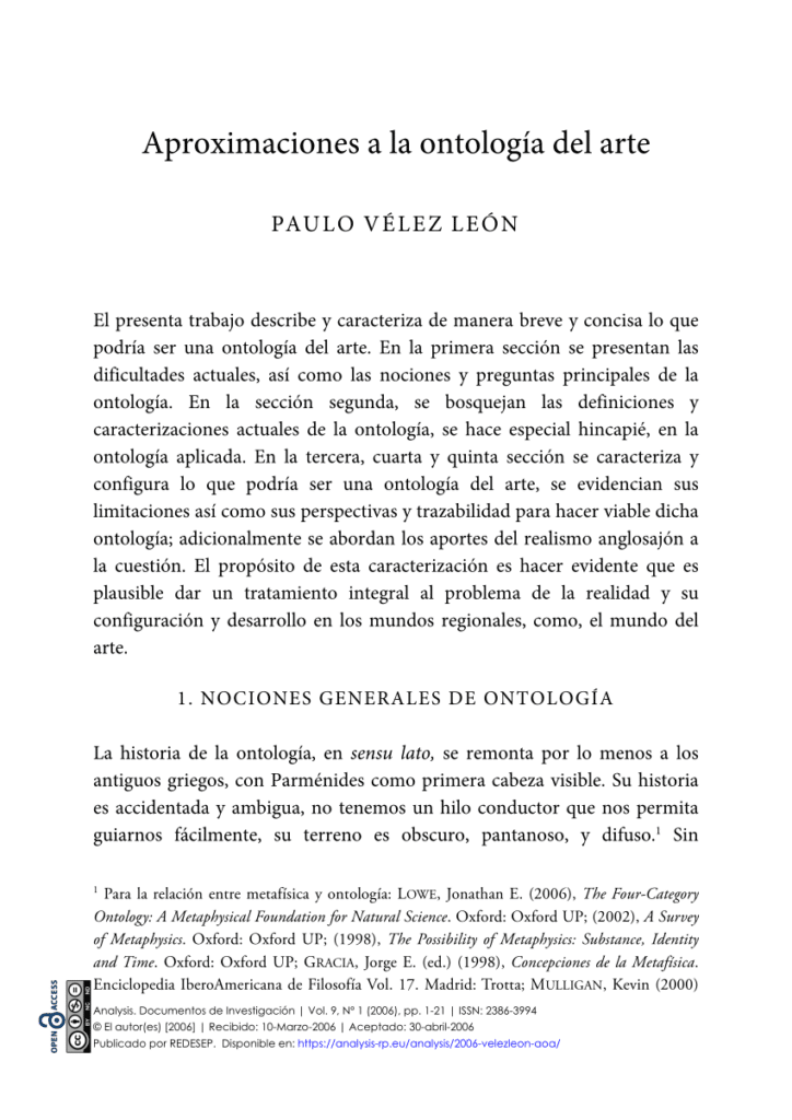 PDF) Aproximaciones a la Ontología del Arte