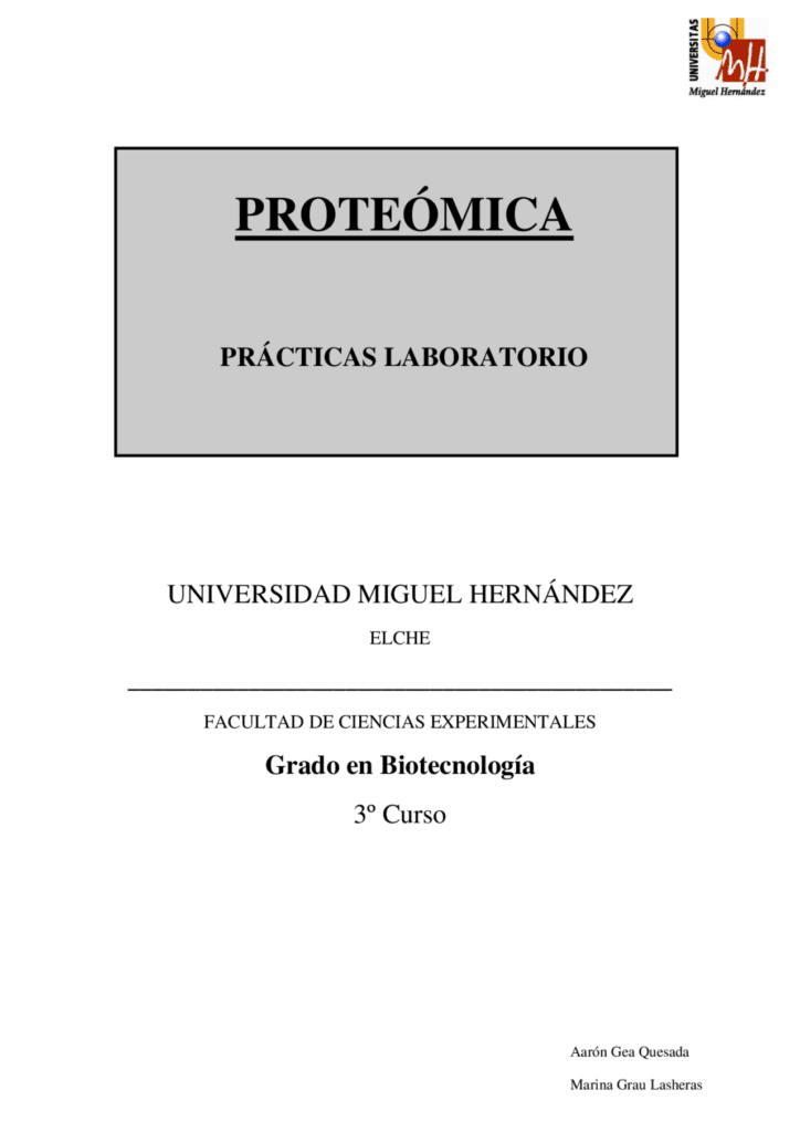 Prácticas Laboratorio Proteómica Biotecnología | Guías, Proyectos ...