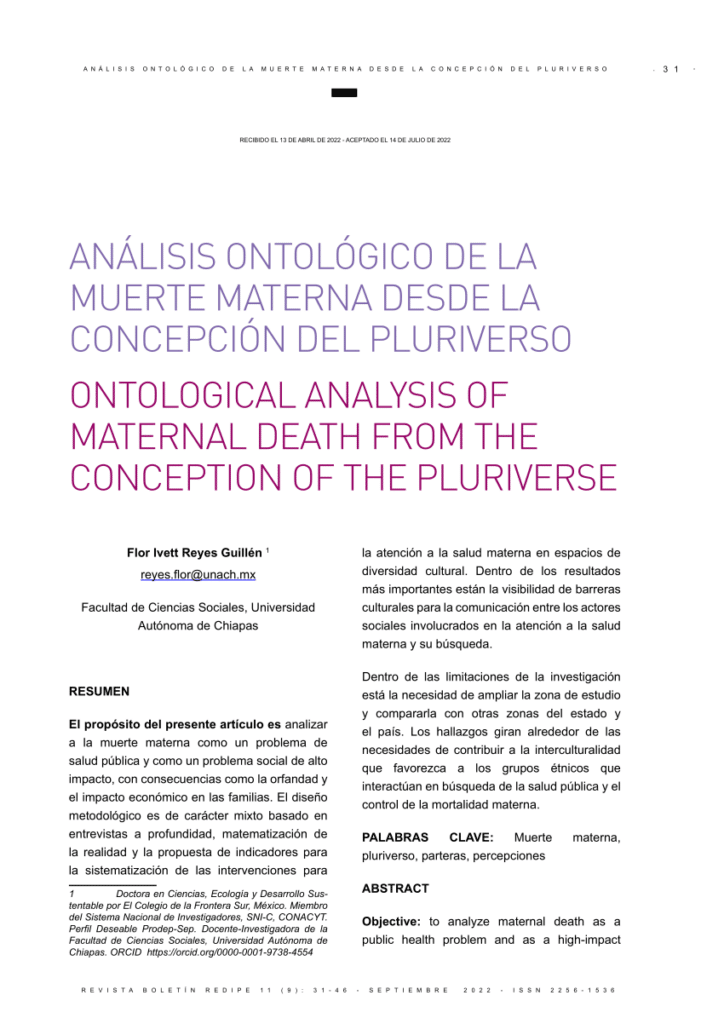 PDF) Análisis ontológico de la muerte materna desde la concepción ...