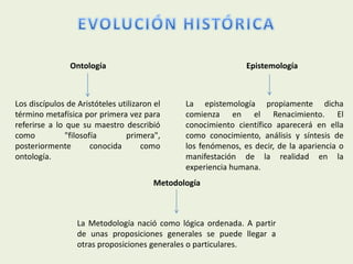 Ontologia Epistemología Metodología | PPT